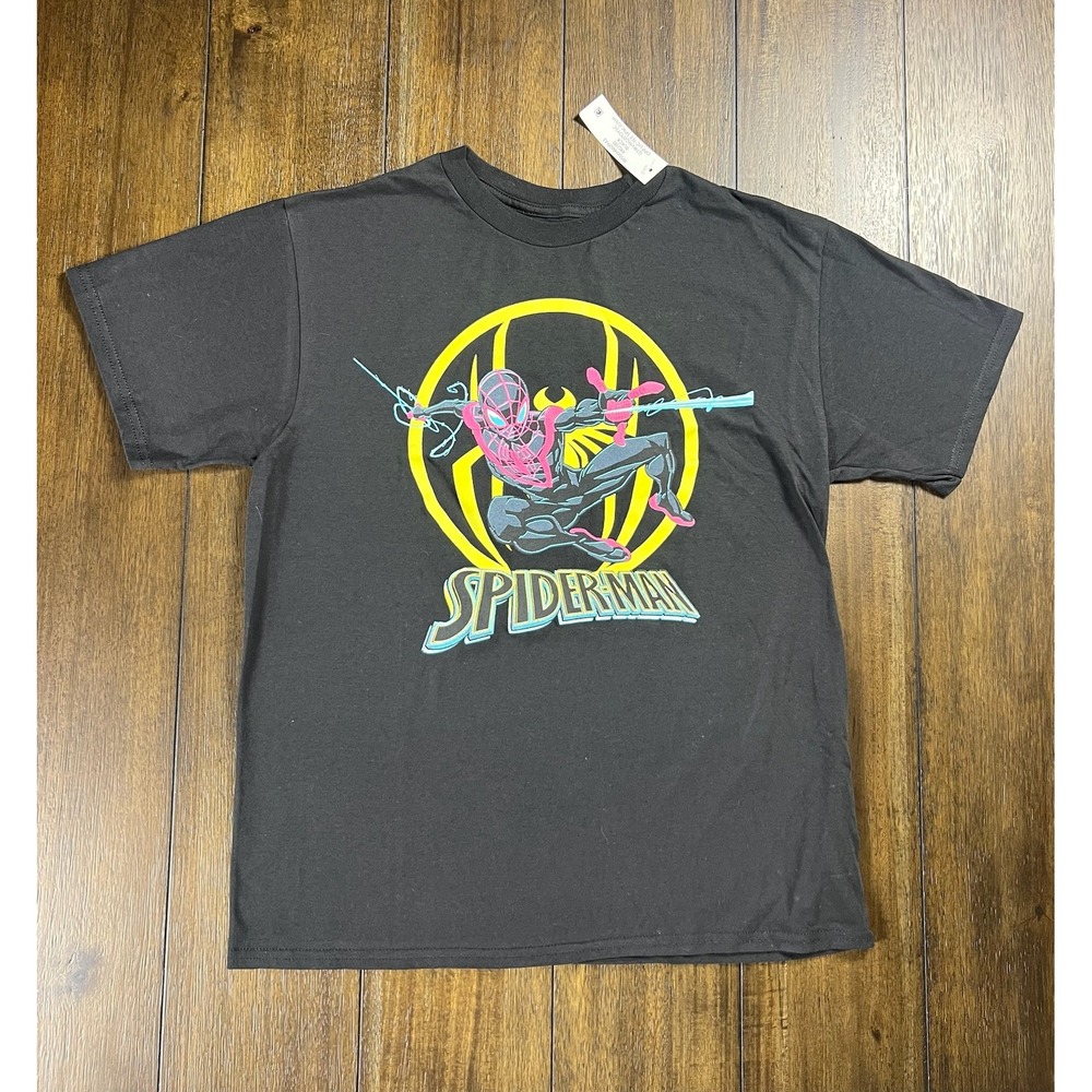 Marvel Spiderman Miles Morales Graphic T-Shirt Black Youth XXL 18 GTMVMG07OYSC